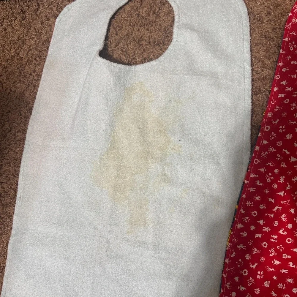 2 Baby Bibs Reversible Handmade Long Christmas Calico Flannel